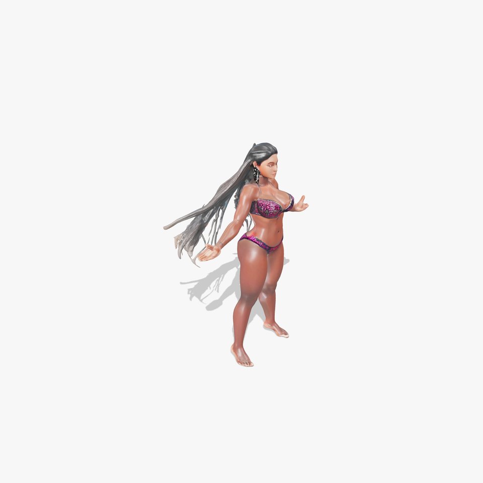 Tropical Beauty Bikini Character Rigged and Animated